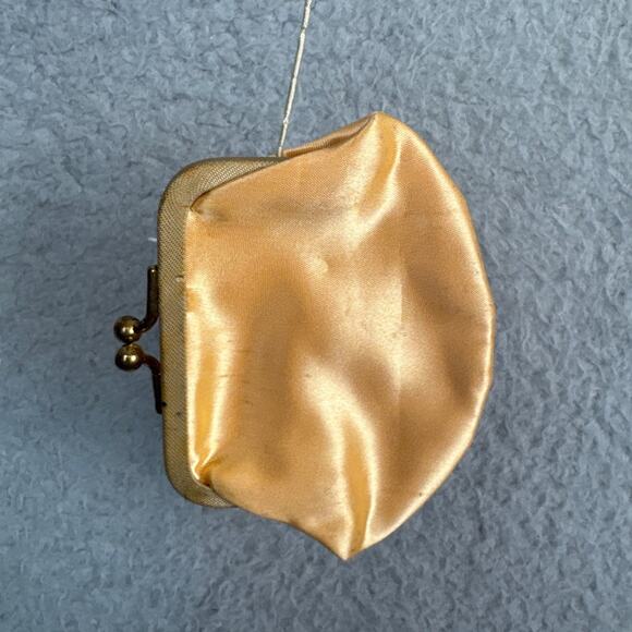 Vintage Allen Fine Gold Metallic Wristlet Purse Attached Coin Purse 50's Glam - Picture 6 of 8
